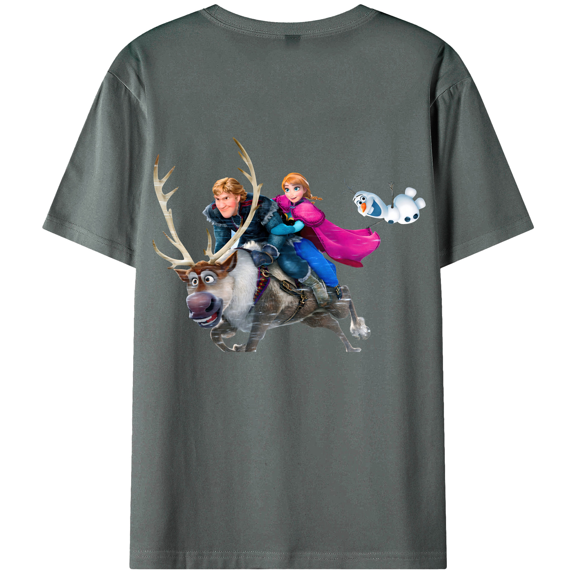 （画像用） アナと雪の女王 アンナ エルサ Frozen Anna Elsa 綿100％ メンズ半袖Tシャツ（バックプリント） 通気性